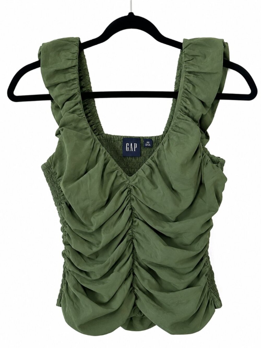 GAP olive green ruched top in size XS